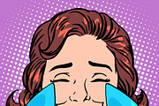 Retro Emoji tears of joy woman face