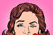 Retro Emoji love kiss woman face