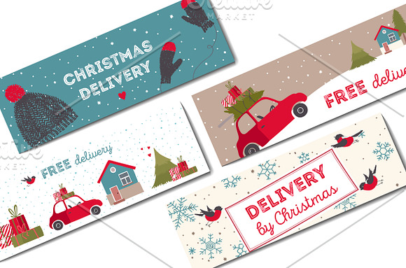 Christmas delivery banners in Illustrations - product preview 1