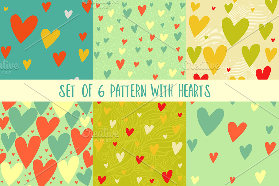 Set of pattrens with hearts in Patterns - product preview 8