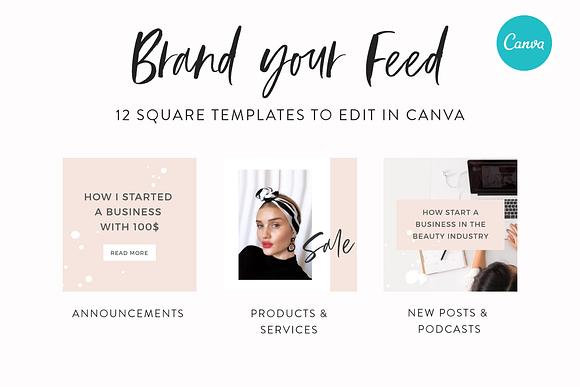 Template Pack for Instagram & Canva in Instagram Templates - product preview 2