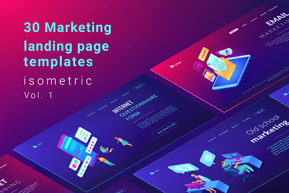Marketing isometric landing pages in Landing Page Templates - product preview 1