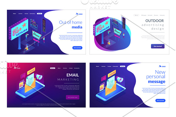 Marketing isometric landing pages in Landing Page Templates - product preview 2