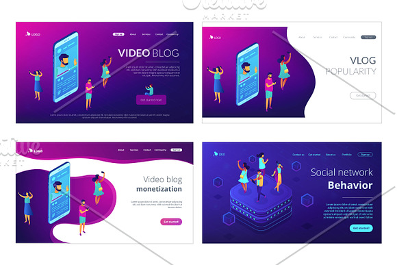 Marketing isometric landing pages in Landing Page Templates - product preview 3