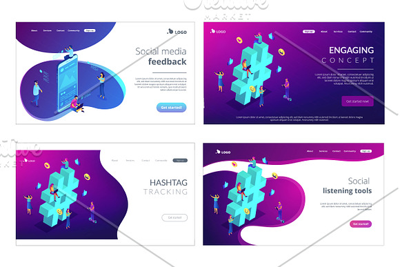 Marketing isometric landing pages in Landing Page Templates - product preview 7