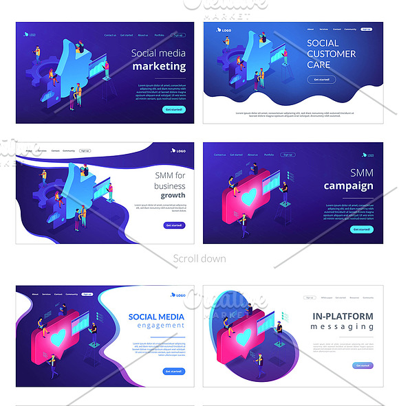 Marketing isometric landing pages in Landing Page Templates - product preview 8