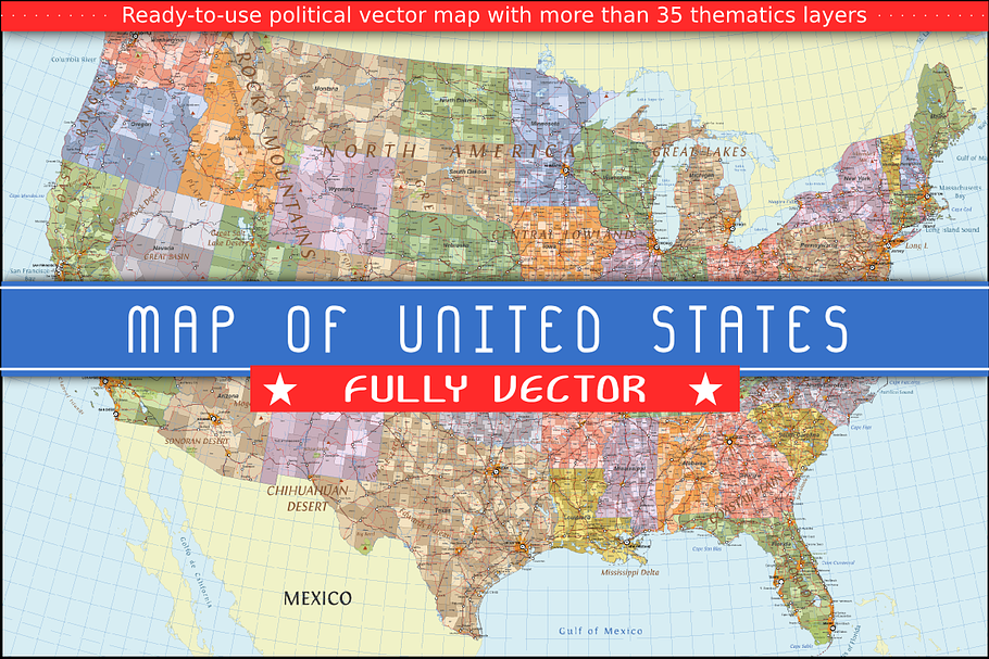 Vector Map of United States