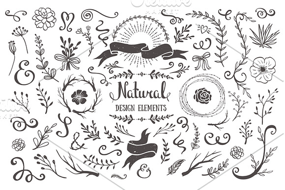Natural hand drawn chalk elements in Objects - product preview 1