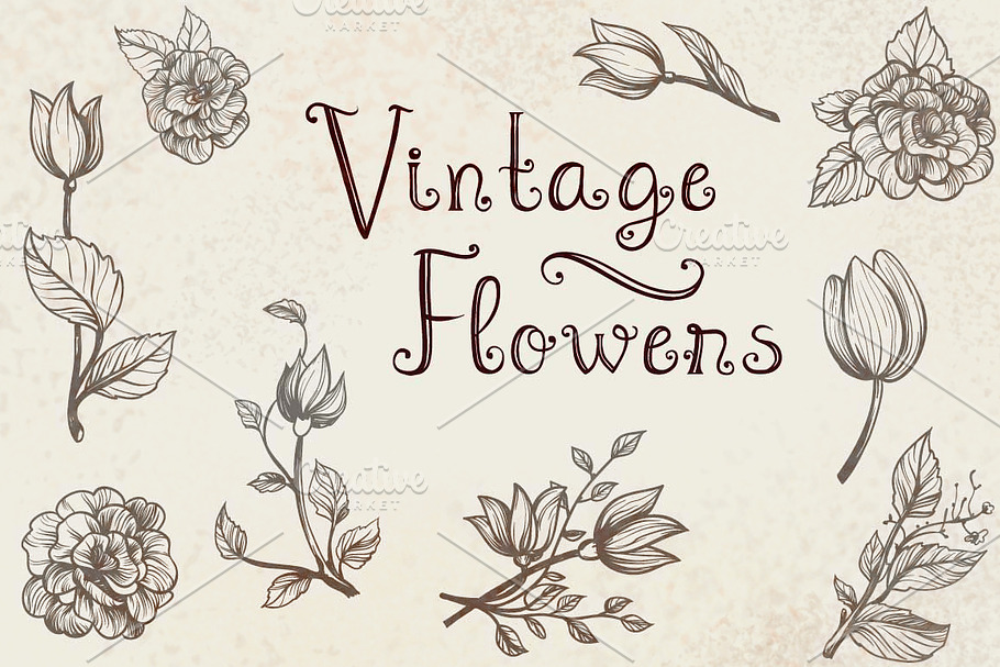 Vintage Flowers in Objects - product preview 8