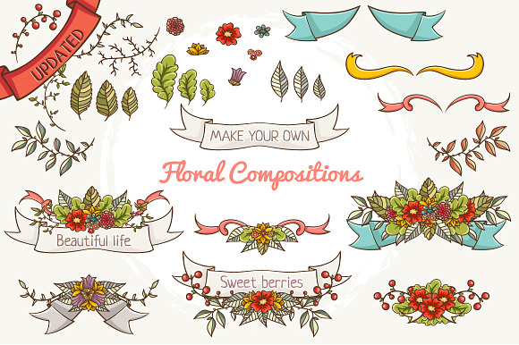 Vector floral elements in Illustrations - product preview 2