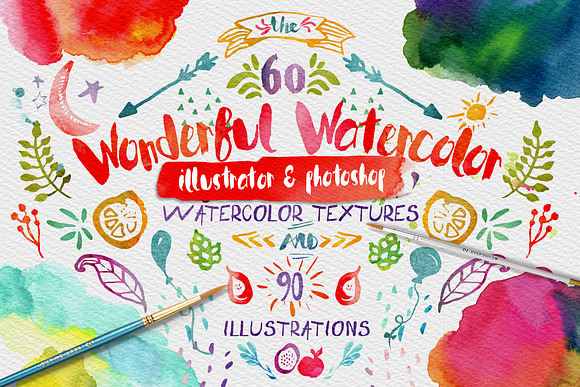 Wonderful Watercolor Design Pack in Textures - product preview 4