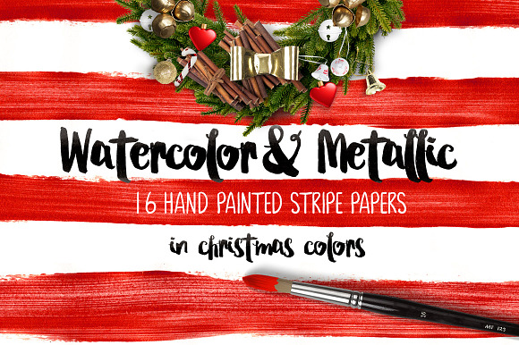 Watercolor & Metallic Digital Paper in Patterns - product preview 5