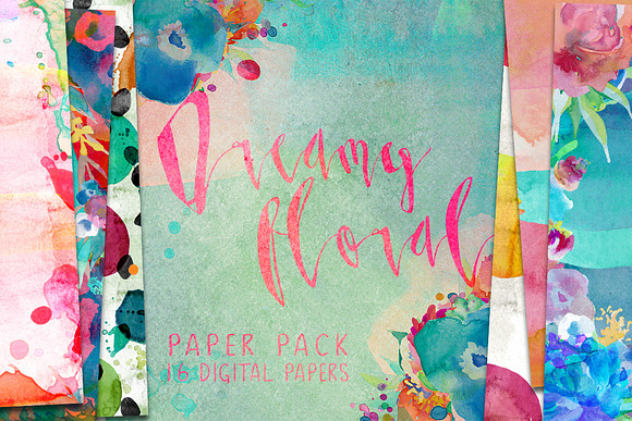 Dreamy Floral Digital Paper Pack in Patterns - product preview 1