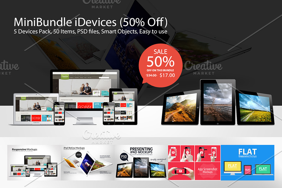 Mini Bundle iDevices in Mobile & Web Mockups - product preview 8