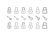 Line lock and key icons