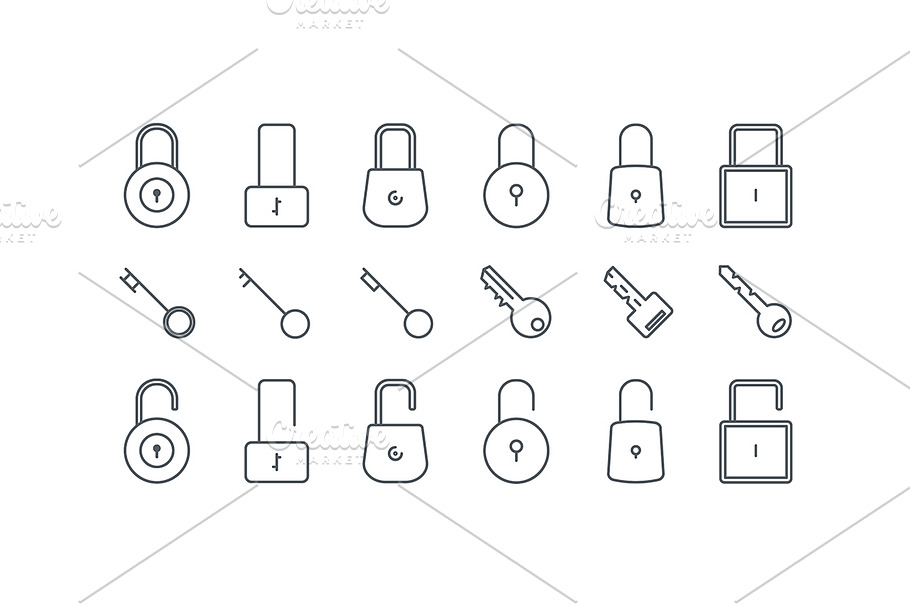 Line lock and key icons in Safety Icons - product preview 8