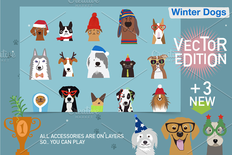 Winter Dogs Vector Edition