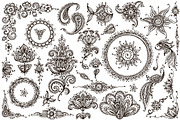 Henna design elements set
