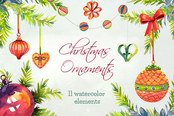 Christmas ornaments clip arts in Illustrations - product preview 1