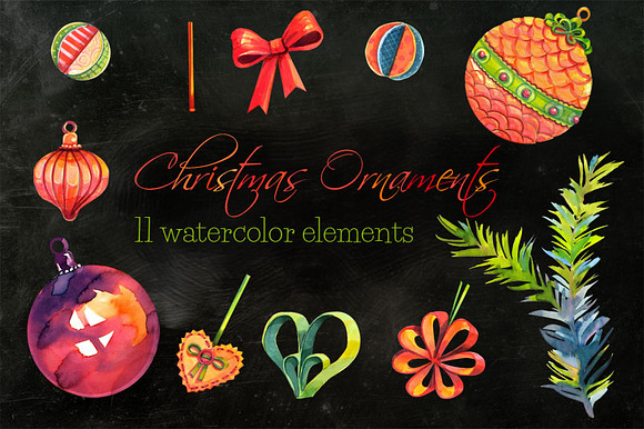 Christmas ornaments clip arts in Illustrations - product preview 2