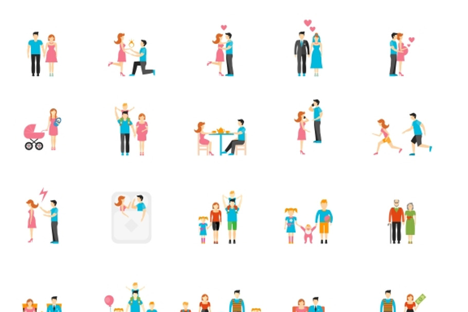 Couple and family flat figures in Graphics - product preview 8