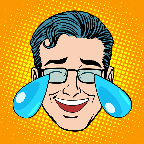 Set retro Emoji 11 emotions men in Illustrations - product preview 4