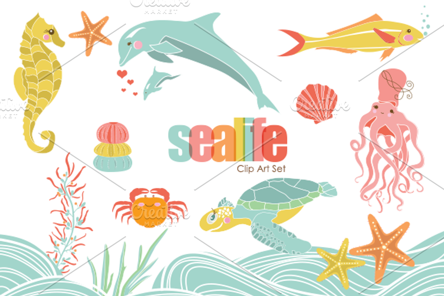 Sweet Sealife .PNG Clip Art Set in Illustrations - product preview 8