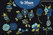 In Bloom Blue Flowers .PNG Clip Art