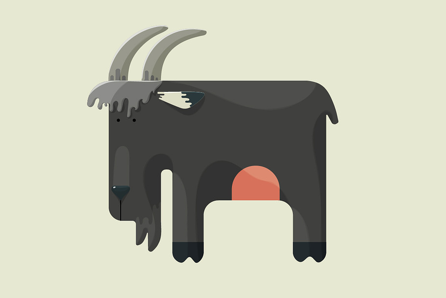 Gray goat with horns in Illustrations - product preview 8