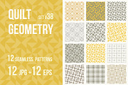 Quilt Geometry #38, grey and yellow