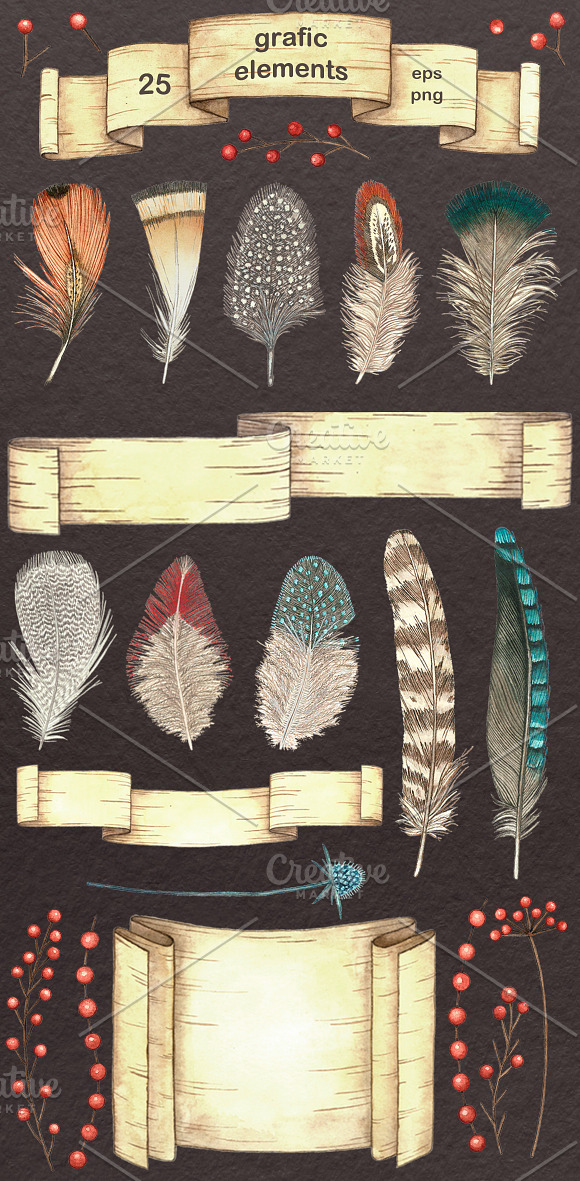 Feathers and Ribbons in Illustrations - product preview 1