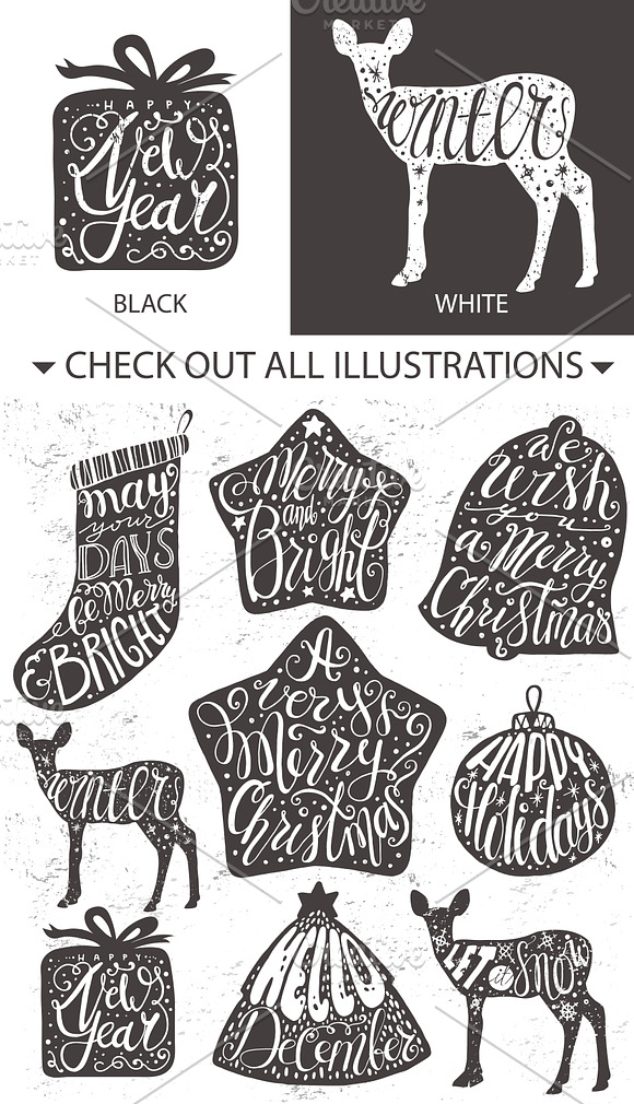 Lettering Christmas wishes in shapes in Illustrations - product preview 2