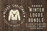 Set of vintage winter logos