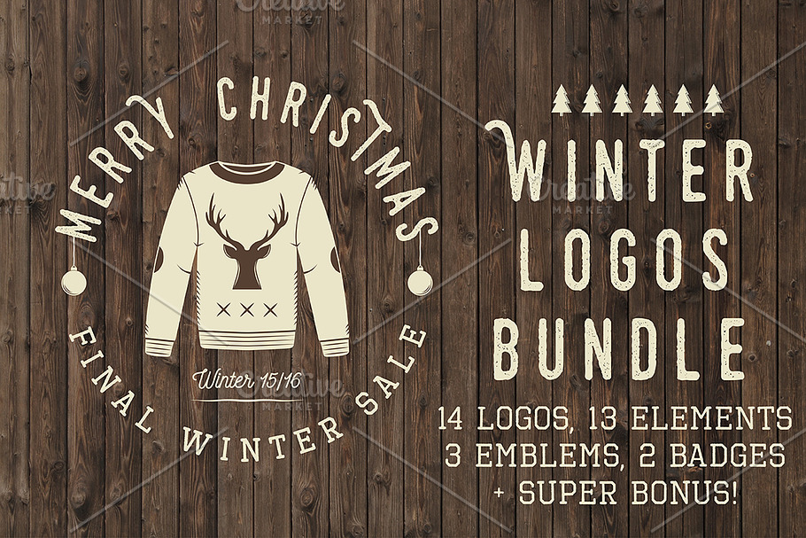 Set of vintage winter logos in Logo Templates - product preview 8