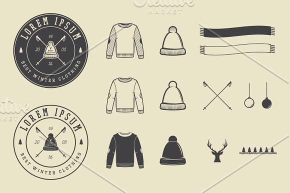 Set of vintage winter logos in Logo Templates - product preview 2