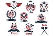 Darts sporting icons and emblems