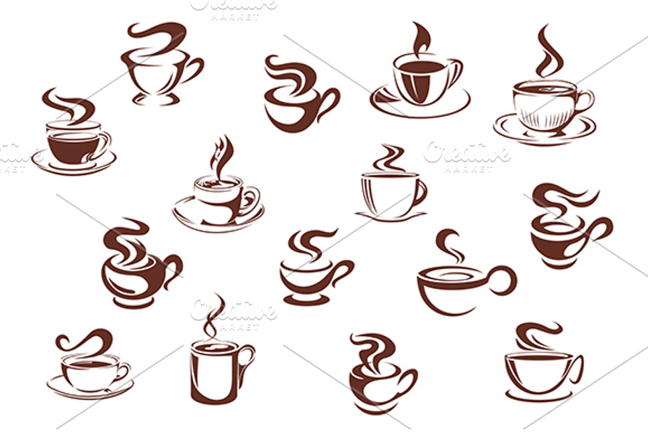 Assorted brown cups of hot coffee in Graphics - product preview 8