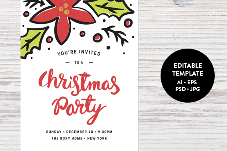 Christmas Party Invitation Template in Card Templates - product preview 8