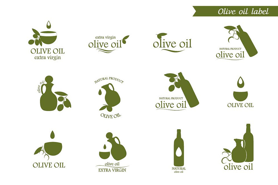 Olive oil icons, label, logo, badges