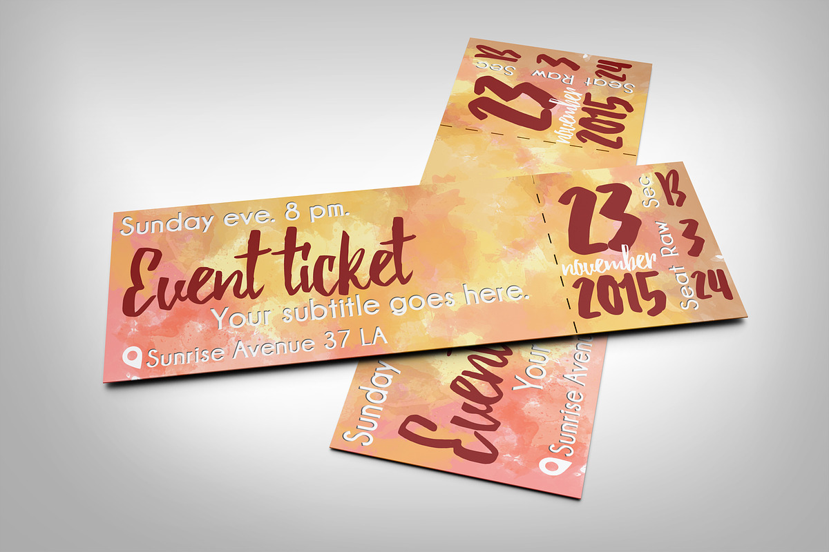 Watercolor event ticket in Card Templates - product preview 8