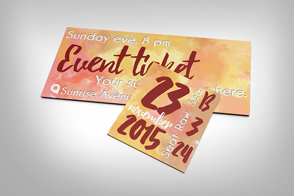 Watercolor event ticket in Card Templates - product preview 2