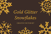 Gold Glitter Snowflakes