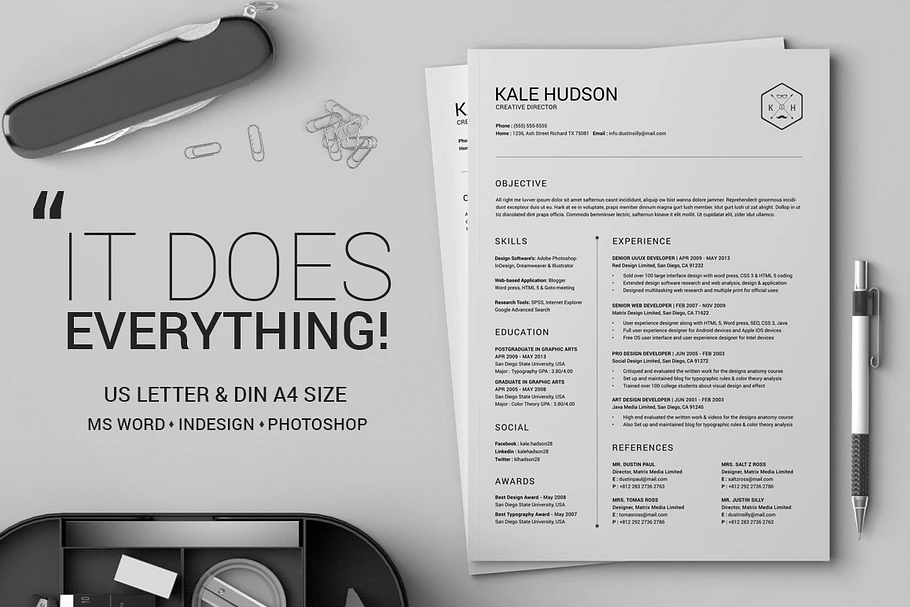 Clean Resume CV - Hudson in Letter Templates - product preview 8
