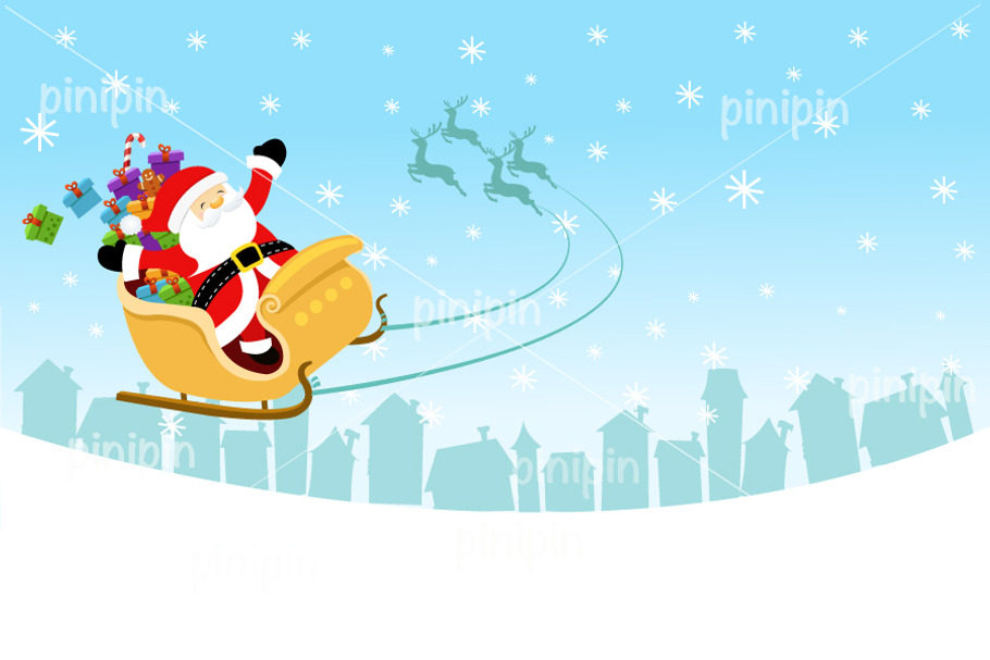 Santa Flying With Sleigh in Illustrations - product preview 8