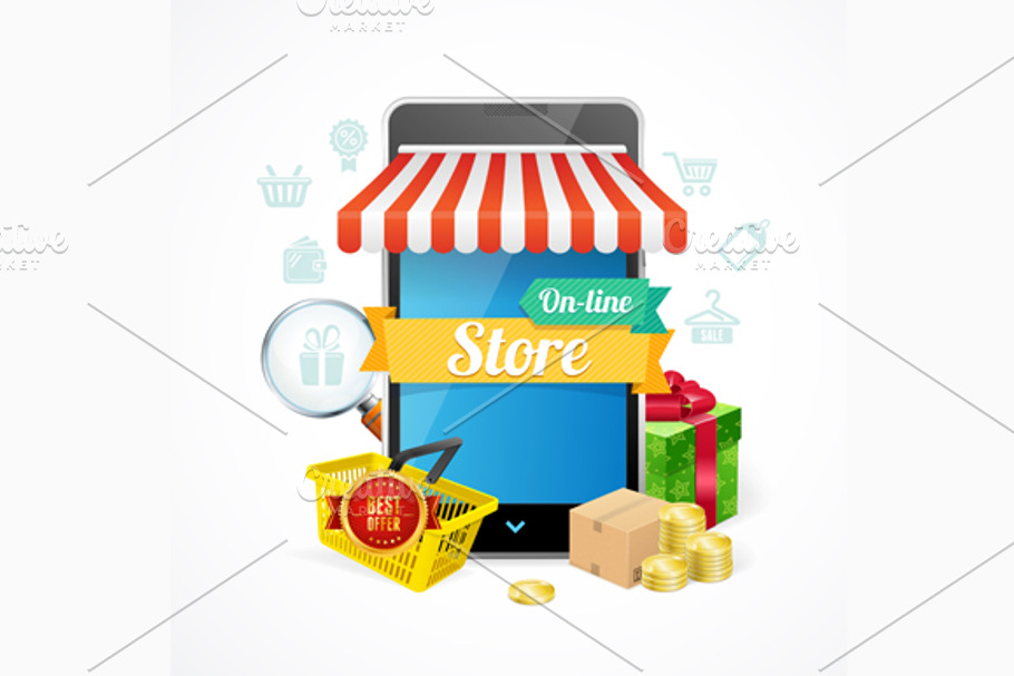 Online Store Mobile Phone Concept. in Illustrations - product preview 8