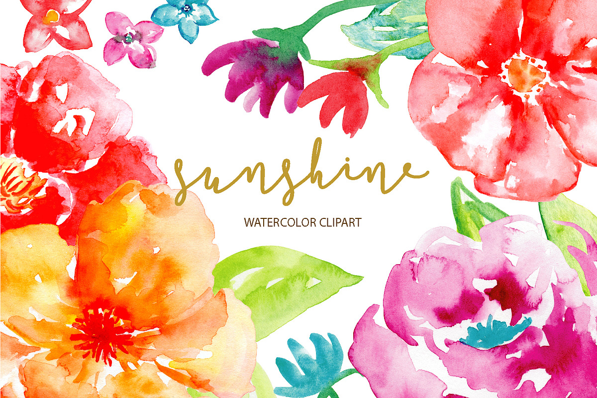 Watercolor Clipart Sunshine in Illustrations - product preview 8