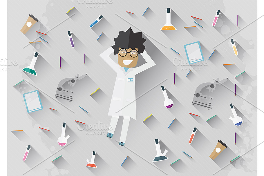 Scientist in lab lying on the floor in Illustrations - product preview 8
