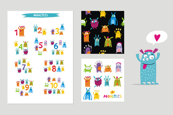 Funny monster vector set in Illustrations - product preview 2