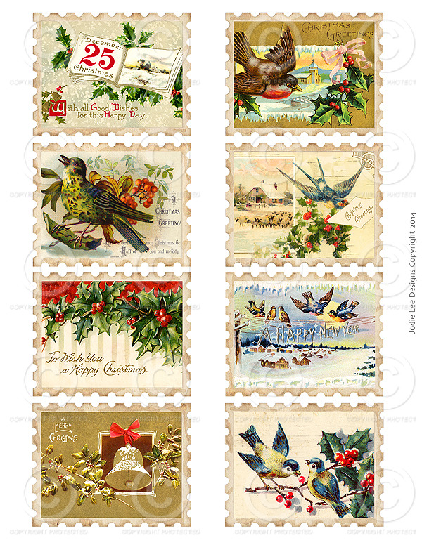 Printable Christmas Stamps CustomDesigned Illustrations Creative