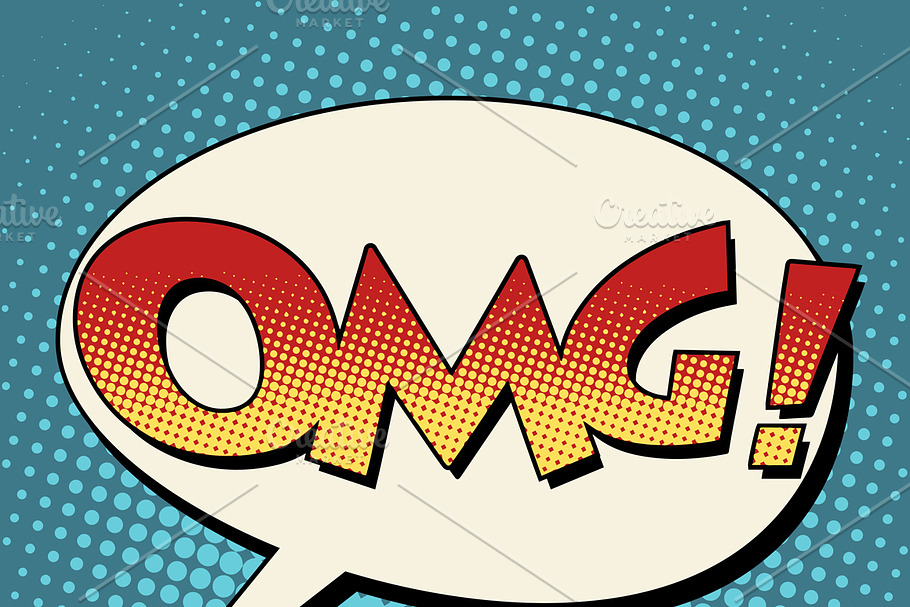 OMG surprise comic bubble retro text in Illustrations - product preview 8